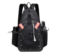 Borsa a tracolla da uomo - Zaino viaggio donna, borsa a tracolla multifunzionale per allenare la corsa escursionismo campeggio sport, Nero, Consulte la descripción