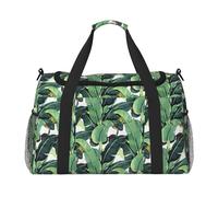 Borsa a tracolla da viaggio a tracolla con foglie di palma tropicale e banana, leggera, impermeabile, di grande capacità, borsa organizer per oggetti personali, Nero , Taglia unica