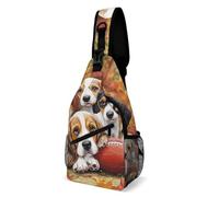 Borsa a tracolla da viaggio alla moda, con motivo a cani carini e allegri, da baseball, piccola, per donne e uomini.