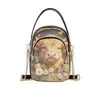 Borsa a tracolla da viaggio alla moda con mucca scozzese con tasche multiple per le donne da viaggio