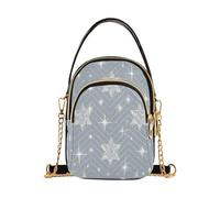 Borsa a tracolla da viaggio alla moda con stelle argentate glitterate finte con tasche multiple regali di compleanno per le donne