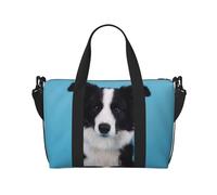 Borsa a tracolla da viaggio Border Collie, 41 cm x 29 cm x 15 cm, borsa da viaggio per la notte, borsa tote unisex, Nero , Taglia unica