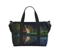Borsa a tracolla da viaggio Chalet by The Lake, borsa tote stampata adatta per brevi viaggi e allenamenti in palestra