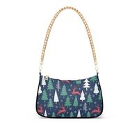 Borsa a tracolla da viaggio con catena di Natale blu navy rosso verde bianco renna albero alla moda borsa a tracolla per la festa della mamma