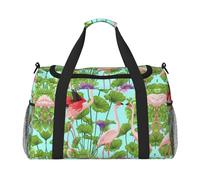 Borsa a tracolla da viaggio con fenicottero e fiori d'amore, borsa a tracolla, borsa a tracolla, borsa da lavoro, borsa hobo per tutti i giorni