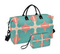 Borsa a tracolla da viaggio con griglia arancione-blu, borsa da viaggio per weekender, borsa da allenamento sportiva con borsa da toilette per yoga pieghevole, Griglia arancione-blu, 1 size