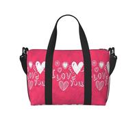 Borsa a tracolla da viaggio con stampa a cuore di San Valentino con cerniera, borsa casual per viaggi nel fine settimana e shopping in palestra, Nero , Taglia unica, Borsa da viaggio