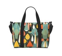 Borsa a tracolla da viaggio con stampa a forma di goccia, stile moderno, con cerniera, stile casual, per viaggi nel fine settimana e shopping in palestra, Nero , Taglia unica, Borsa da viaggio