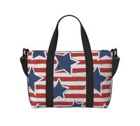 Borsa a tracolla da viaggio con stampa a stelle bianche rosse e bianche, borsa da viaggio con cerniera, borsa casual per viaggi nel fine settimana e shopping in palestra, Nero , Taglia unica, Borsa da