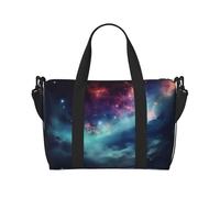 Borsa a tracolla da viaggio con stampa di cielo stellato con stampa spaziale profonda con cerniera borsa casual per viaggi nel fine settimana e shopping in palestra, Nero , Taglia unica, Borsa da