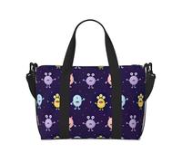 Borsa a tracolla da viaggio con stampa di mostri colorati con cartoni animati, borsa casual con cerniera, per viaggi nel fine settimana e shopping in palestra, Nero , Taglia unica, Borsa da viaggio