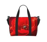 Borsa a tracolla da viaggio con stampa di papaveri rossi, borsa casual con cerniera, per viaggi nel fine settimana e shopping in palestra, Nero , Taglia unica, Borsa da viaggio