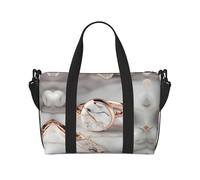 Borsa a tracolla da viaggio con stampa in oro rosa marmo bianco con cerniera borsa casual per viaggi di fine settimana e shopping in palestra, Nero , Taglia unica, Borsa da viaggio