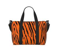 Borsa a tracolla da viaggio con stampa leopardata arancione tigre, 41 cm x 29 cm x 15 cm, borsa da viaggio per la notte, borsa tote unisex, Nero , Taglia unica