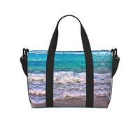Borsa a tracolla da viaggio con stampa mare tropicale bianca con cerniera, borsa casual per gite nel fine settimana e shopping in palestra, Nero , Taglia unica, Borsa da viaggio