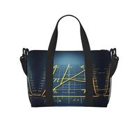 Borsa a tracolla da viaggio con stampa matematica con stampa gialla con cerniera, borsa casual per viaggi nel fine settimana e shopping in palestra, Nero , Taglia unica, Borsa da viaggio