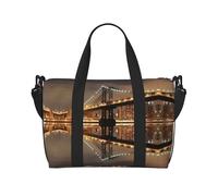 Borsa a tracolla da viaggio con stampa notturna di New York Manhattan Bridge, adatta per brevi viaggi e allenamenti in palestra