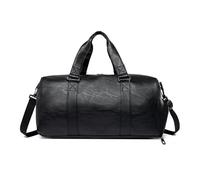 Borsa a tracolla da viaggio di grande capacità per uomo e donna, in morbida pelle, borsa sportiva e fitness, motivo a rombi, fodera in poliestere, colore neutro.(PU travel bag matte black)