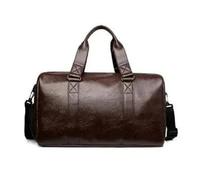 Borsa a tracolla da viaggio di grande capacità per uomo e donna, in morbida pelle, borsa sportiva e fitness, motivo a rombi, fodera in poliestere, colore neutro.(PU travel bag Brown)