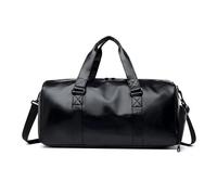 Borsa a tracolla da viaggio di grande capacità per uomo e donna, in morbida pelle, borsa sportiva e fitness, motivo a rombi, fodera in poliestere, colore neutro.(PU travel bag bright black)