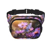 Borsa a tracolla da viaggio per fitness, con crisantemo viola, alla moda e casual, marsupio quadrato a doppio strato, nero, taglia unica, Nero, One Size