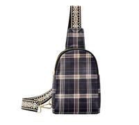 Borsa a tracolla da viaggio retrò a quadri marrone scuro alla moda borsa a tracolla robusta piccola borsa a tracolla per il viaggio, scozzese marrone scuro retrò