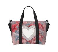 Borsa a tracolla da viaggio romantica con stampa a forma di cuore con cerniera, borsa casual per viaggi nel fine settimana e shopping in palestra, Nero , Taglia unica, Borsa da viaggio