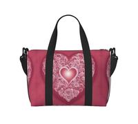 Borsa a tracolla da viaggio romantica con stampa a forma di cuore con cerniera, borsa casual per viaggi nel fine settimana e shopping in palestra, Nero , Taglia unica, Borsa da viaggio