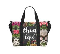 Borsa a tracolla da viaggio Thug Life con stampa floreale, adatta per brevi viaggi e allenamenti in palestra
