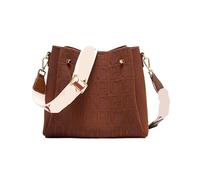 Borsa a tracolla dal design elegante con lettere Sense, coulisse, borsa da donna di marca, moda casual(Champagne)