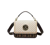 Borsa a tracolla dal design solido da donna in rilievo con lettera scura classica alla moda di marca lusso squisita(230609-BEIGE-COFFEE)