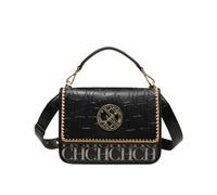 Borsa a tracolla dal design solido da donna in rilievo con lettera scura classica alla moda di marca lusso squisita(230609-M21-BLACK)