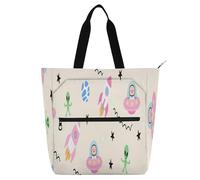 Borsa a tracolla decorativa per bambini, ragazze e donne, carina e colorata astronave ROCKETS Robot leggera borsa a tracolla con cerniera per scuola, shopping, spiaggia, arcobaleno para llevar libros