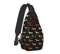 Borsa a tracolla di grande capacità Borsa a tracolla con motivo bassotto dorato o Doxie Zaino nero per uomo Ragazzi, Zaino a tracolla divertente con tracolla regolabile per escursionismo Sport all'ari