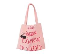 Borsa a tracolla di grande capacità per donne e ragazze con stampa di lettere Borsa a tracolla Shopping Dating Bag Canvas Casual Bag Student School Bag, rosa
