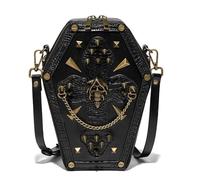 Borsa a tracolla di ispirazione vintage con stampa teschio in pelle PU borsa a tracolla borsa a tracolla borsa Halloween per ogni occasione, Immagine di riferimento a colori#