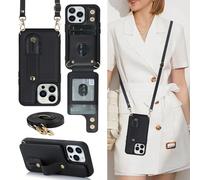 Borsa a tracolla di moda in finta pelle con custodia per telefono compatibile con iPhone 17e Air 16e 15 14 13 Pro Max Plus S26 S25 Edge S24 Ultra A37 A57 Z Fold 7 6 5 4 con cinturino da polso e cordin