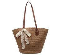 Borsa a tracolla di paglia per le donne borsa a tracolla di grande capacità borsa ascella femminile mare stili francesi spiaggia donna spiaggia donna spiaggia, cachi, One Size