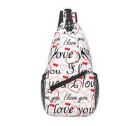 Borsa a tracolla diagonale con scritta "San Valentino, ti amo", con cuore rosso e croce, da trekking, da viaggio, da giorno, leggera, a tracolla, da ciclismo, da fitness