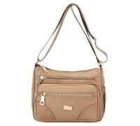 Borsa a tracolla donna moda semplice tinta unita multistrato pratico grande capacità separazione acqua cerniera borsa borsa tracolla outdoor laptop borse 17, cachi, Einheitsgröße