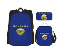 Borsa a tracolla doppia con bandiera del Montana con borsa per il pranzo e astuccio, adatta per shopping, sport all'aria aperta
