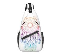 Borsa a tracolla Dreamcatcher Light Boho Feather Hiking Daypack Crossbody Shoulder Backpack Travel Chest Pack for Men Women
