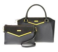 Borsa A Tracolla E Clutch In Pelle JOY & IMAN Con Dettagli In Velluto, Grigia