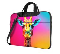 Borsa a tracolla e valigetta per computer portatile con stampa a testa di giraffa, facile da trasportare per viaggi di lavoro e lavoro, Nero , 13 inch