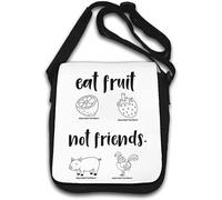 Borsa a tracolla Eat Fruit Not Friends Go Vegan Bianco