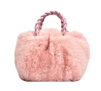 Borsa a tracolla elegante da donna a soffice tinta unita con manico in tessuto Borse a viaggio piccola portatile for ragazze(Pink)