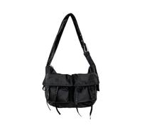 Borsa a tracolla estetica bella per la scuola borsa a tracolla in tela retrò con tasche multiple spalla portatile unisex tela messenger grande tracolla con tasche multiple, Nero , One Size