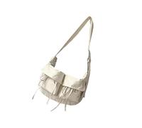 Borsa a tracolla estetica bella per la scuola borsa a tracolla in tela retrò con tasche multiple spalla portatile unisex tela messenger grande tracolla con tasche multiple, Beige, One Size