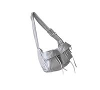 Borsa a tracolla estetica bella per la scuola borsa a tracolla in tela retrò con tasche multiple spalla portatile unisex tela messenger grande tracolla con tasche multiple, grigio, One Size
