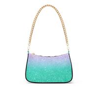 Borsa a tracolla estetica con cerniera viola foglia di tè acqua glitter gradiente borse luna donna luna borsa hobo borse con tracolla a catena